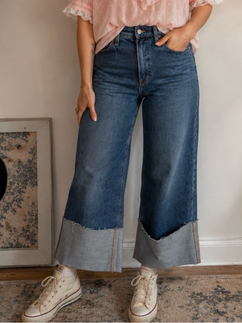 Banana Republic Blue Cropped Jeans with wide Hem